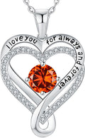 Infinity Heart Birthstone Necklace for Women - Sterling Silver