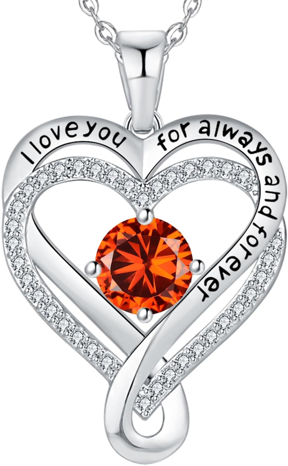 Infinity Heart Birthstone Necklace for Women - I Love You Gift
