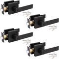 Black Keyed-Entry Door Levers 4-Pack - Matte Modern Exterior Lockset