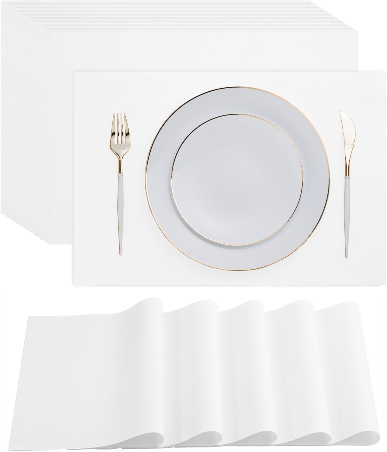 Disposable White Paper Placemats for Dining Table - 100-Pack