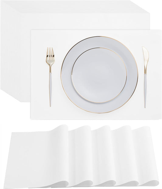 Disposable White Paper Placemats for Dining Table - 100-Pack