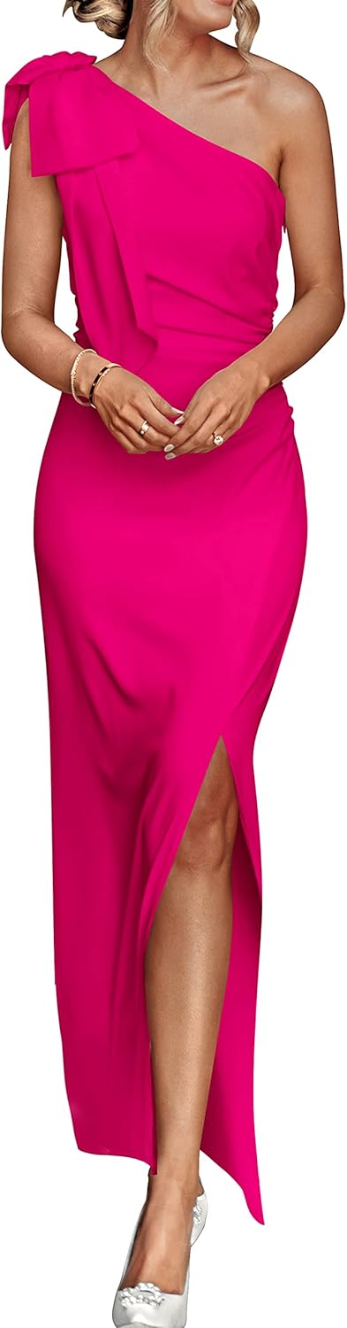 Elegant One Shoulder Maxi Dress for Women by PRETTYGARDEN