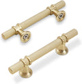 3 in Cabinet Pulls Brushed Gold 10 Pack - Durable Knurled Handles