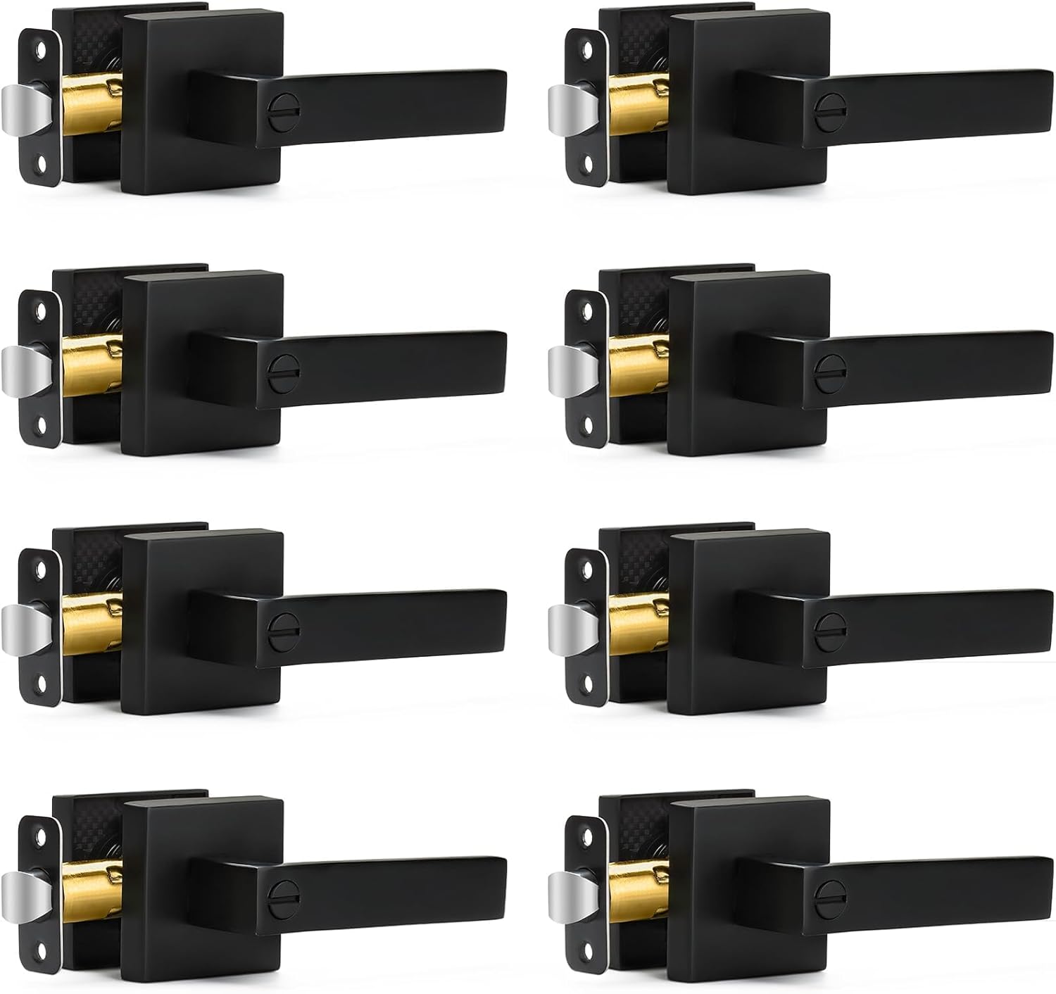 8 Pack Matte Black Door Handles for Modern Privacy Needs