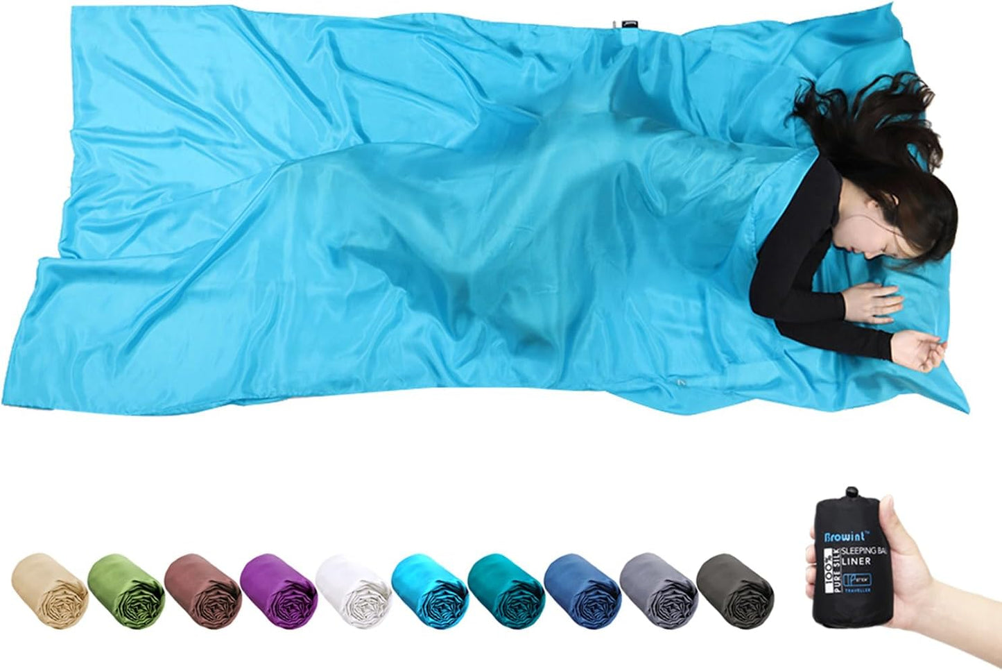 Browint Silk Sleeping Bag Liner - Extra Wide Travel Sheet