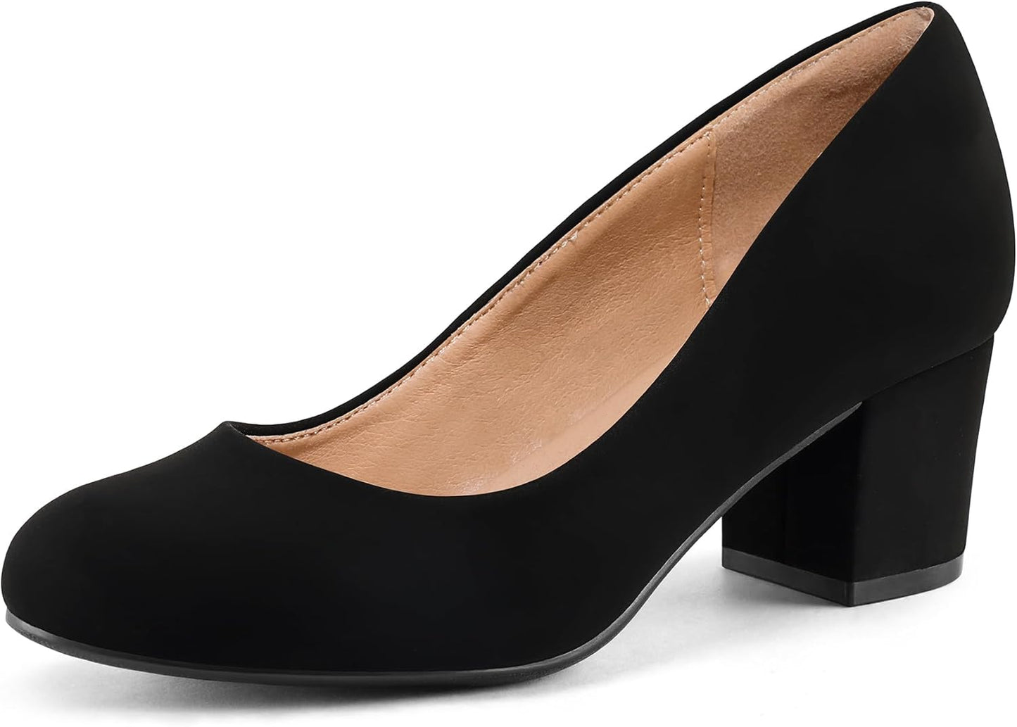 mysoft Women's Pumps Low Chunky Block Heel Round Toe Comfort