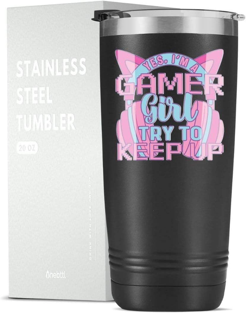 Onebttl 20oz Gaming Steel Tumbler - Gamer Girl Power!