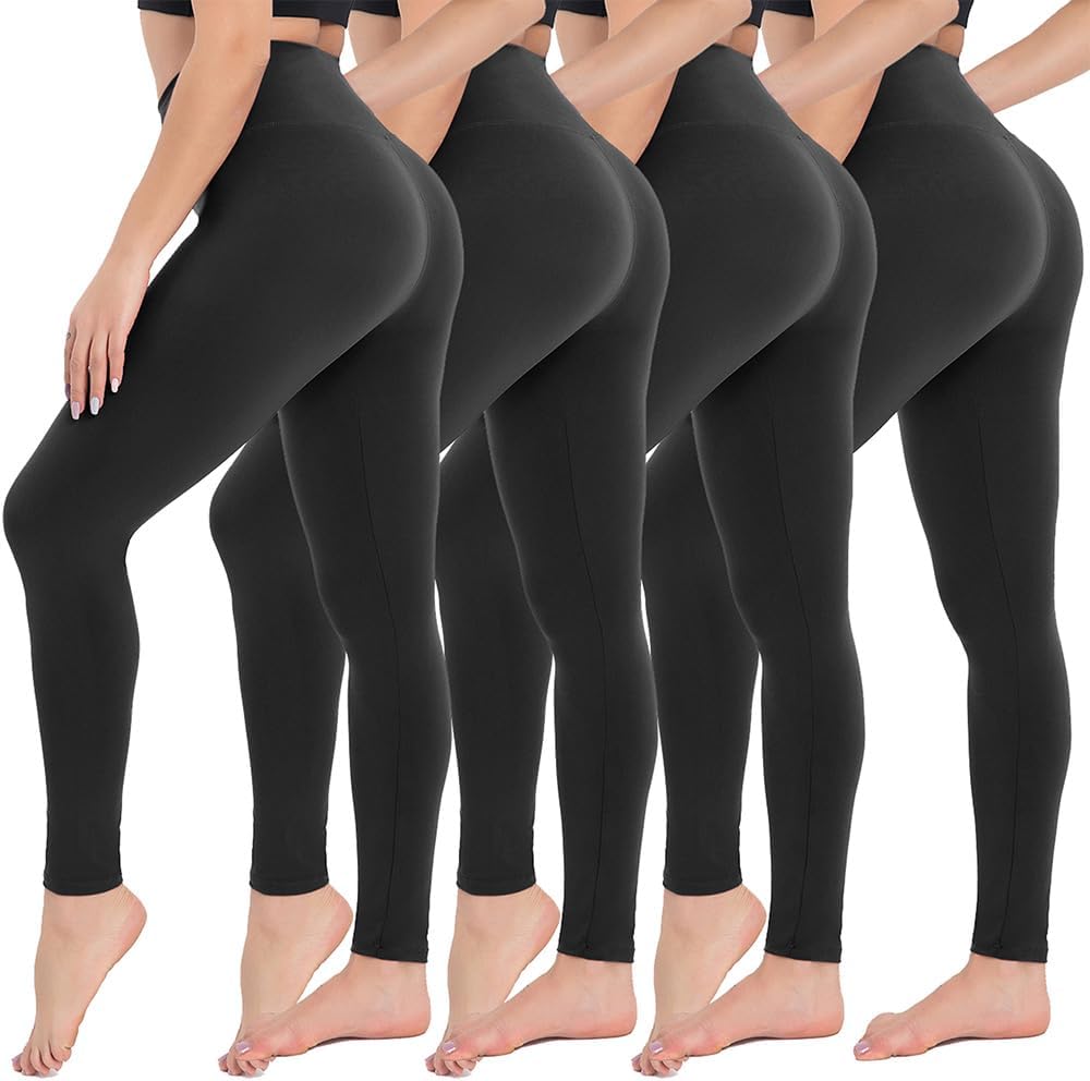 High Waisted Tummy Control Leggings - 4 Pack Plus Size
