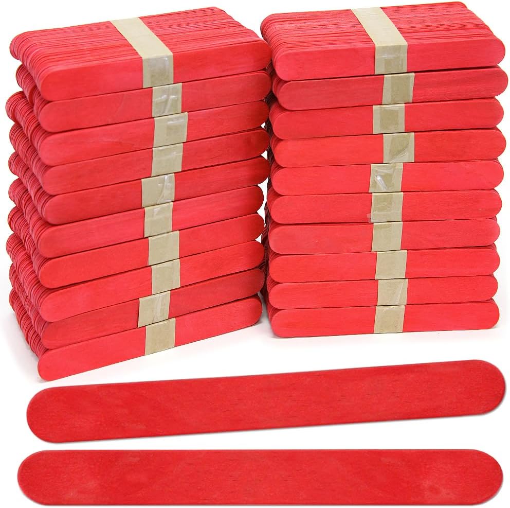 6 Inch Jumbo Red Wood Popsicle Sticks for Crafts and STEM Projects