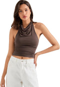 SUUKSESS Women Halter Backless Tank Tops Sexy Cowl Neck - Going Out