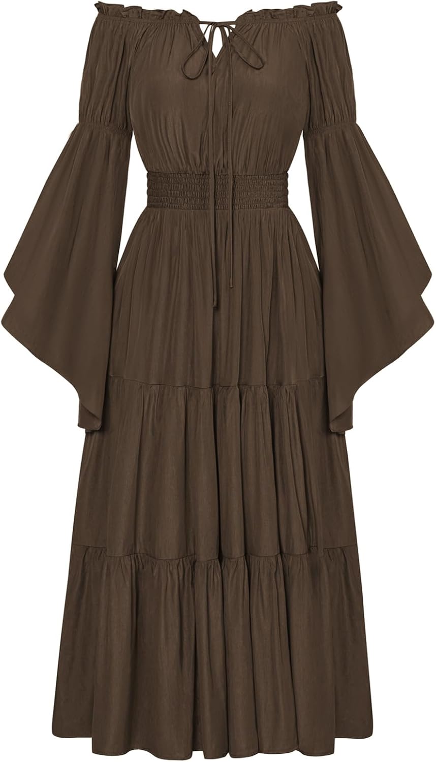 Scarlet Darkness Renaissance Costume Off Shoulder Maxi Dress