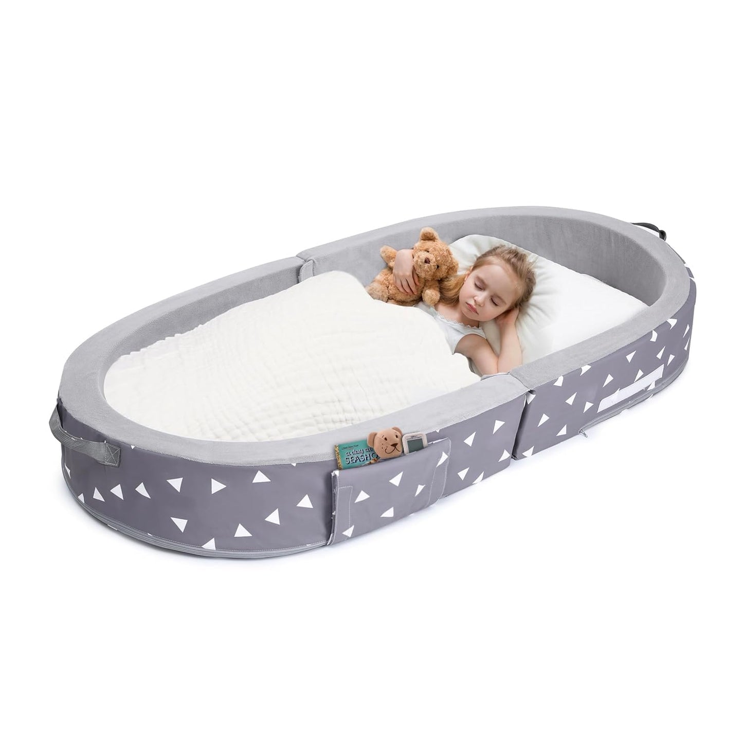 Mooedcoe Portable Foldable Toddler Floor Bed for Travel Comfort
