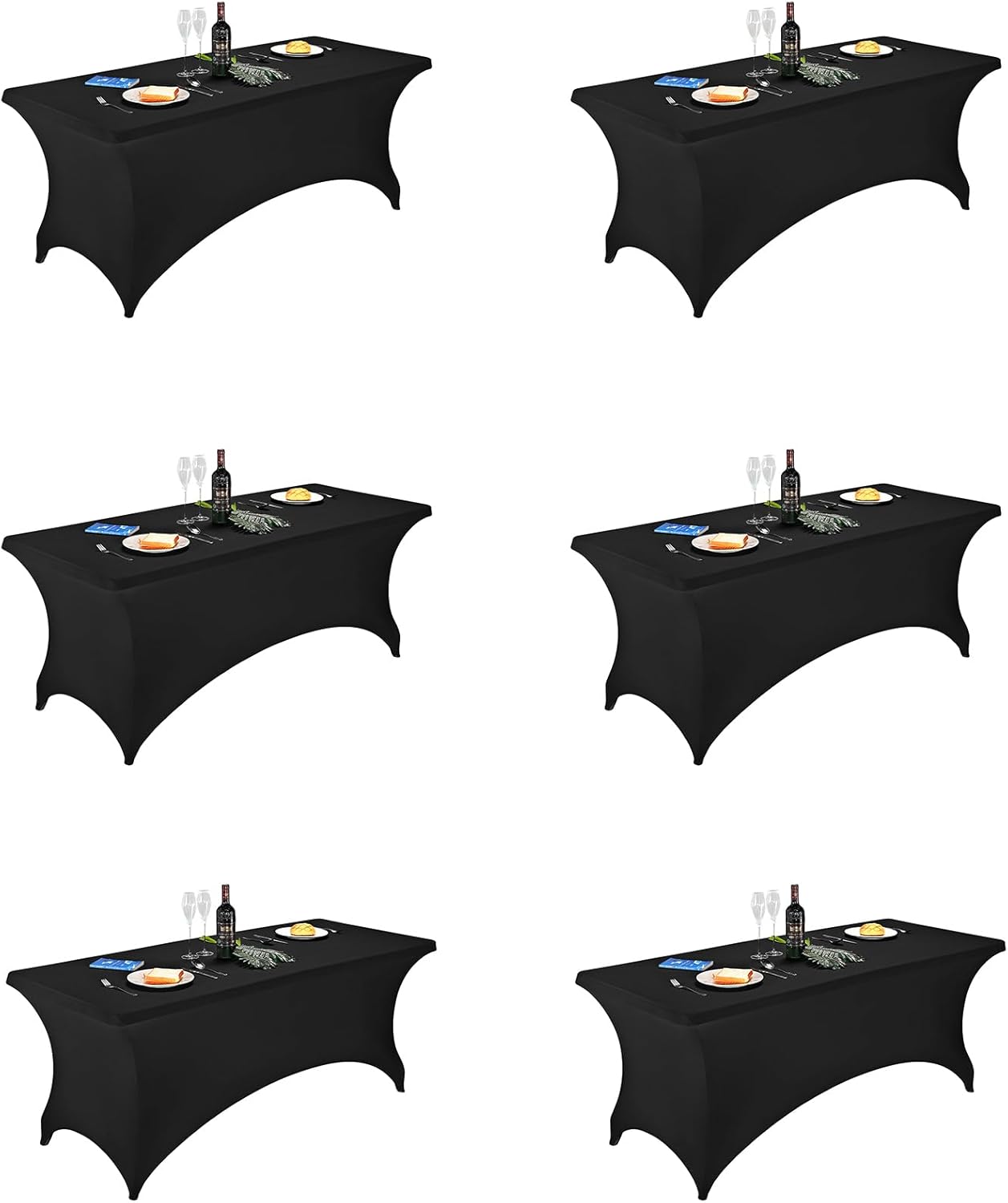 Fitted Spandex Table Covers for 6ft Rectangular Tables - Black