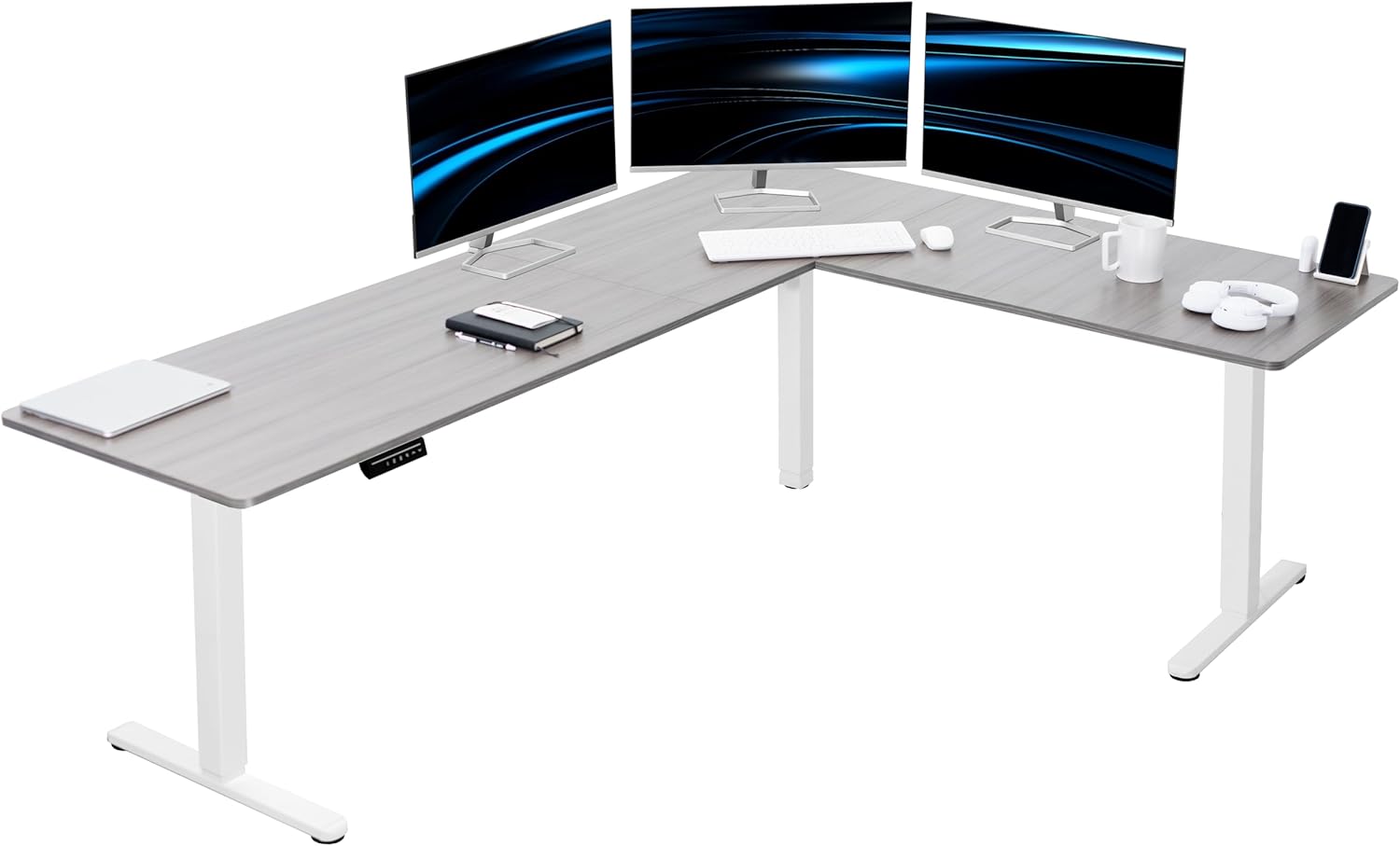 Electric L-Shaped Standing Desk with Memory Height Adjustment 63ft