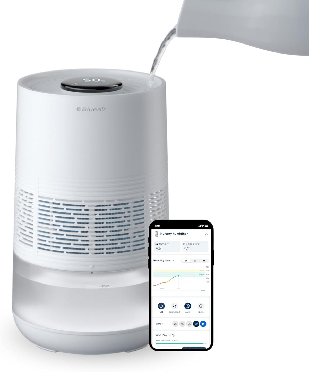 BLUEAIR Premium Smart Humidifier for Large Rooms and Better Sleep