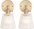 Vintage Wall Sconces Set of 2 with Transparent Stripe Glass