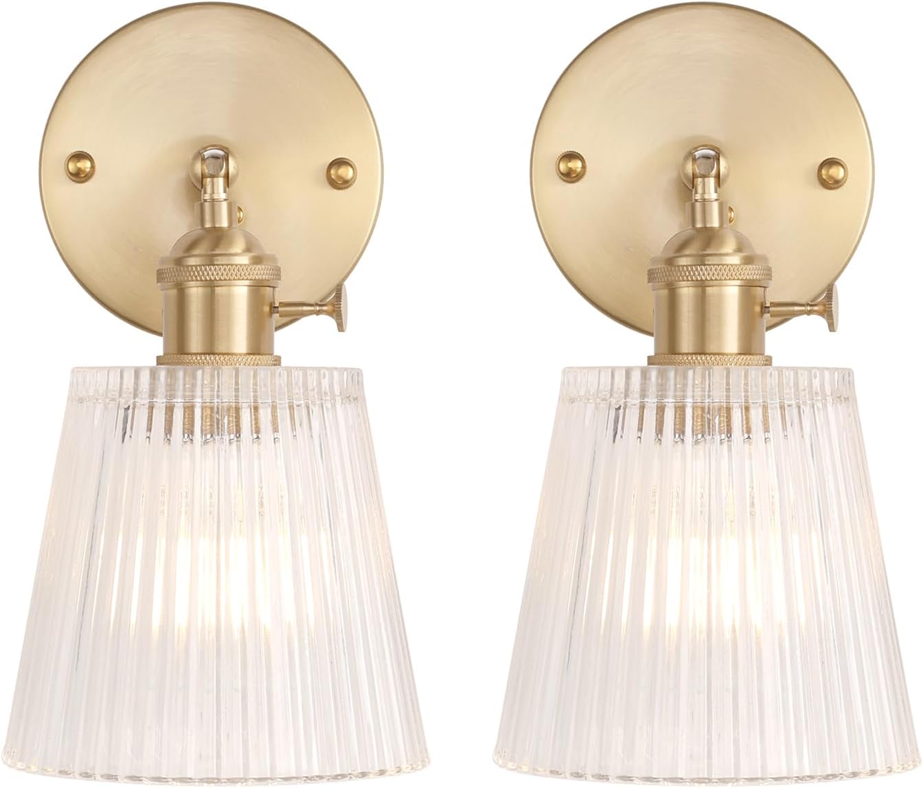 Vintage Wall Sconces Set of 2 with Adjustable Brass Lighting