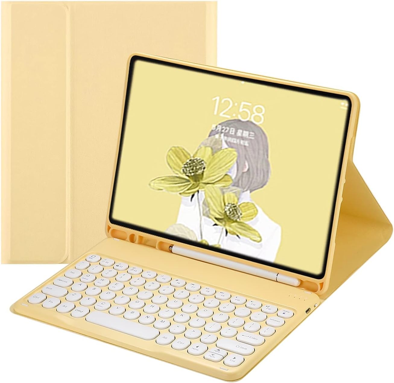 HENGHUI Keyboard Case for iPad mini 7 and 6 with Cute Round Keys