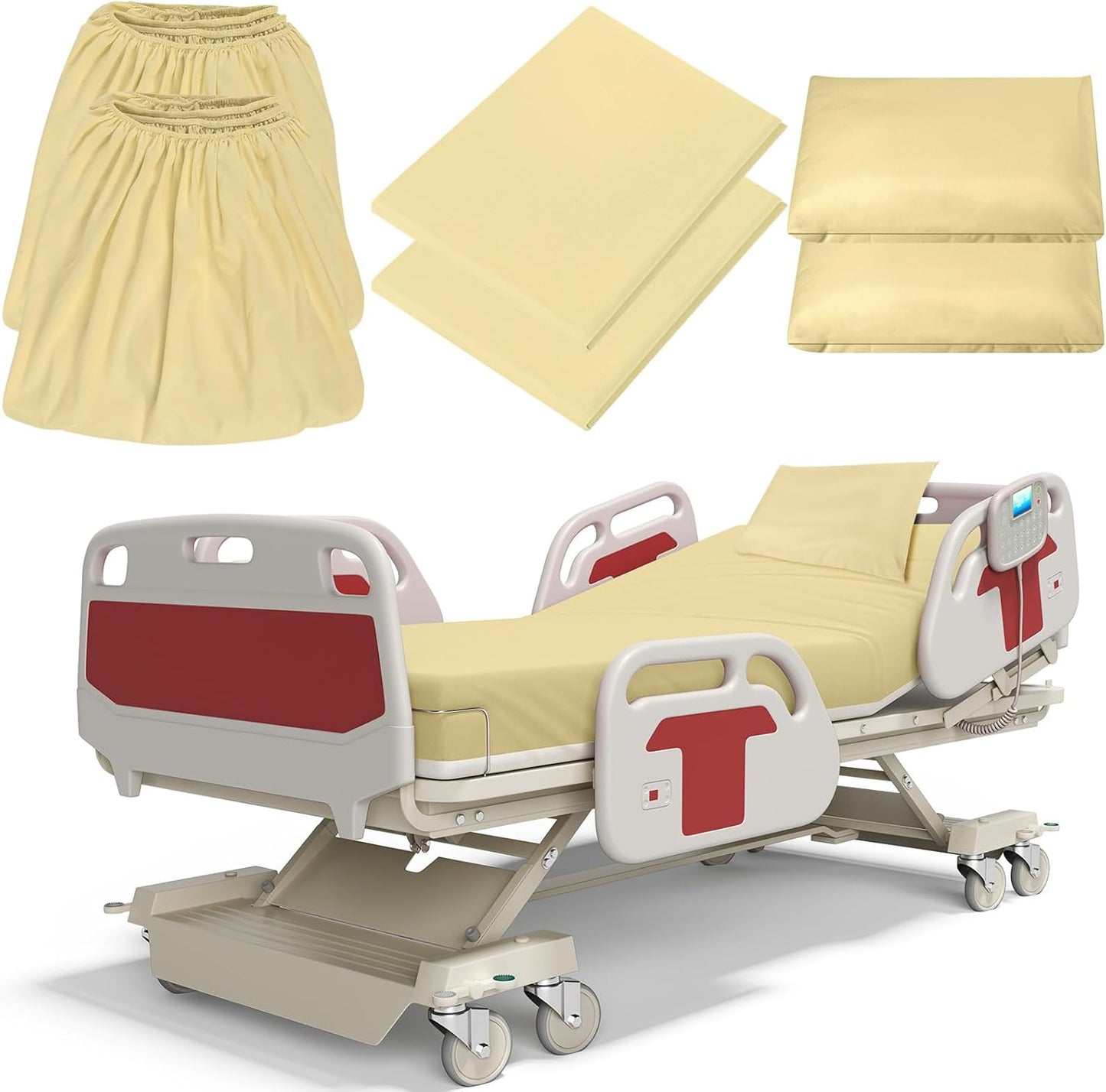 Moukeren 6 Pcs Hospital Bed Sheets Set for Extra Long Beds