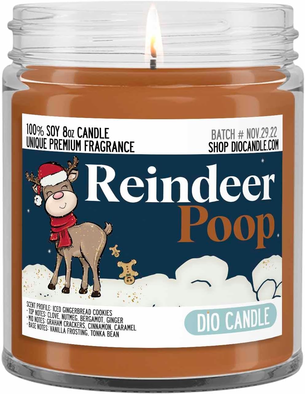 Reindeer Poop Christmas Scented Candle - Iced Gingerbread Aroma