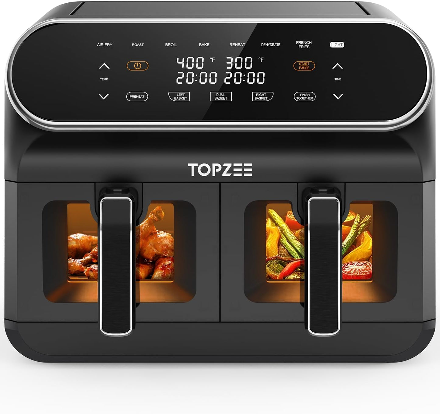 Topzee 8-QT Dual Basket Air Fryer - Double Your Cooking Capacity!