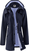 Women's Long Waterproof Rain Jacket with Hood - Lightweight Cover