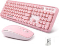 Wireless Keyboard and Mouse Combo with Round Keycaps - Retro Style you