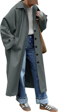 Tankaneo Womens Long Trench Coat Single Breasted - Classic Windproof