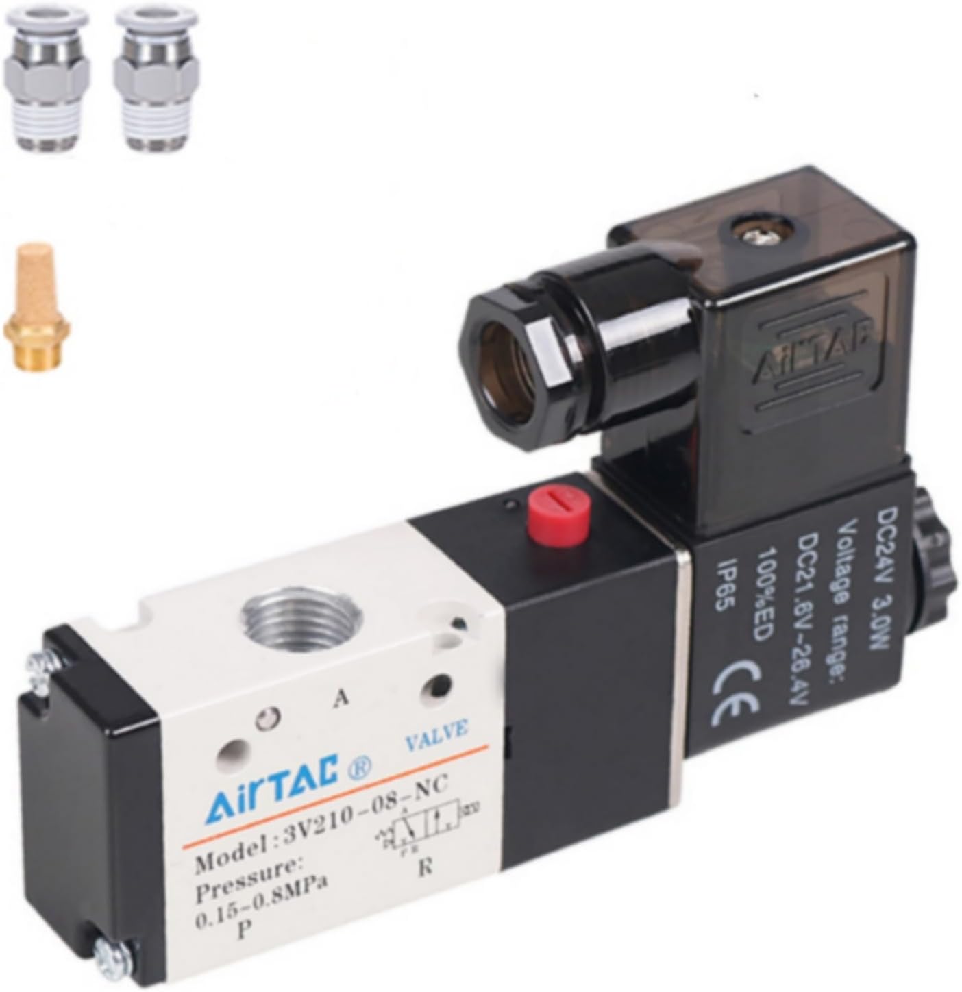 3/2 Way Solenoid Valve 1/4 PT Normally Closed for Pneumatic Use