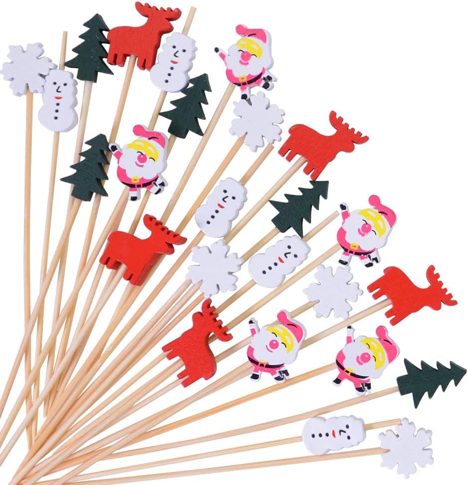 Festive 100PCS Christmas Cocktail Picks - Appetizer Perfection!