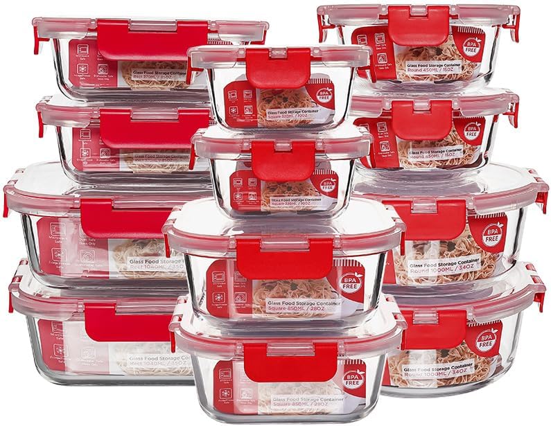12 Pack Glass Storage Containers for Meal Prep and Organization