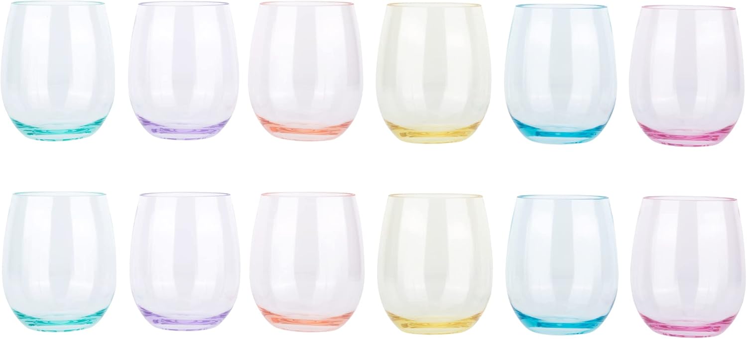 KOXIN-KARLU Classic 18-ounce Acrylic Stemless Wine Glasses Set