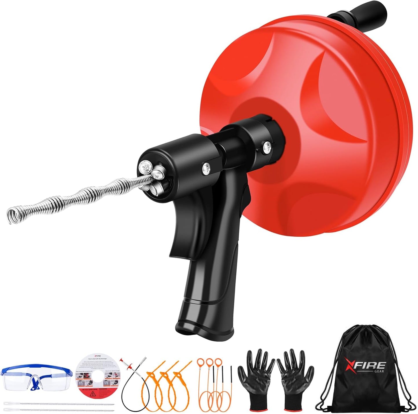 25 FT Plus Drain Snake Tools for Unblocking Kitchen and Bathroom