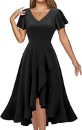 Cocktail Dresses Women's High Low Wrap Hem V Neck Midi - Elegant Fit