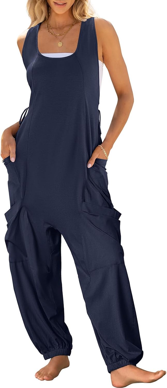 Trendy Summer Jumpsuit for Women - Casual Sleeveless Overalls