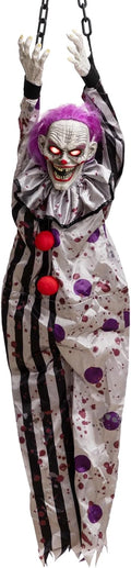 Halloween Animated Hanging Clown with Glowing Eyes and Sound - 5 ft