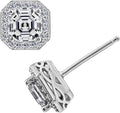 Platinum or Gold Plated Sterling Silver Halo Earrings Set