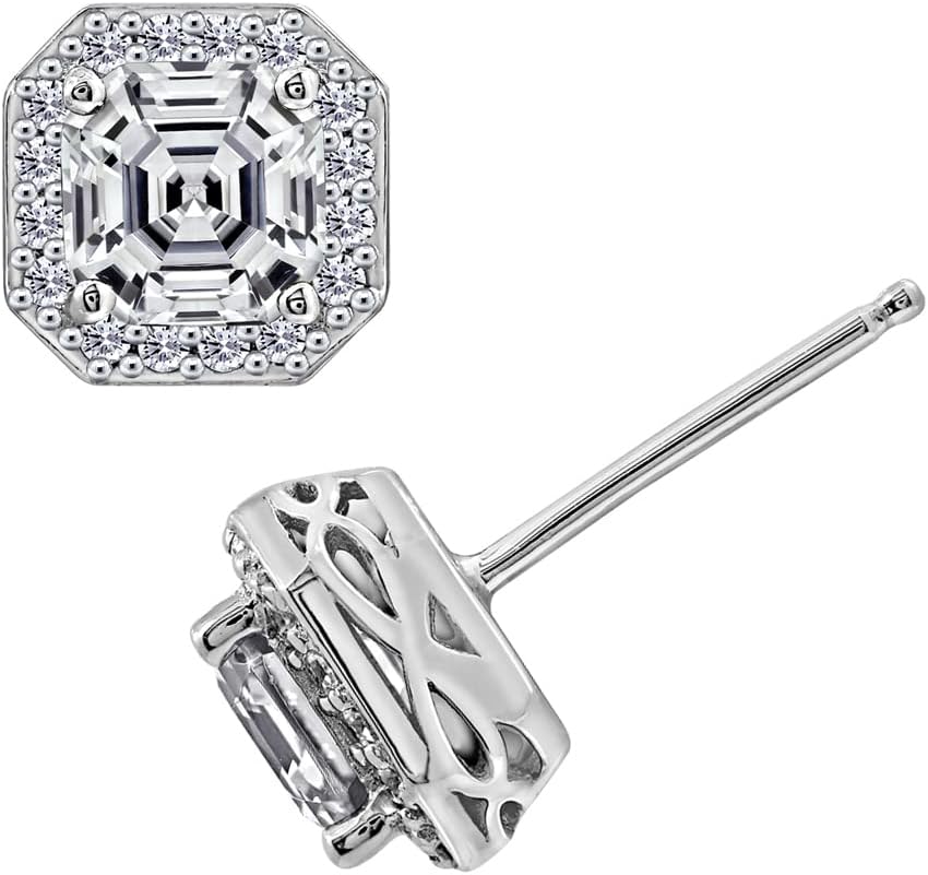 Platinum or Gold Plated Sterling Silver Halo Earrings Set