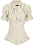 Scarlet Darkness Victorian Puff Sleeve Blouse - Dressy Casual Style