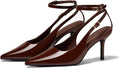 Coutgo Womens Slingback Pointed Toe Pumps with Ankle Strap
