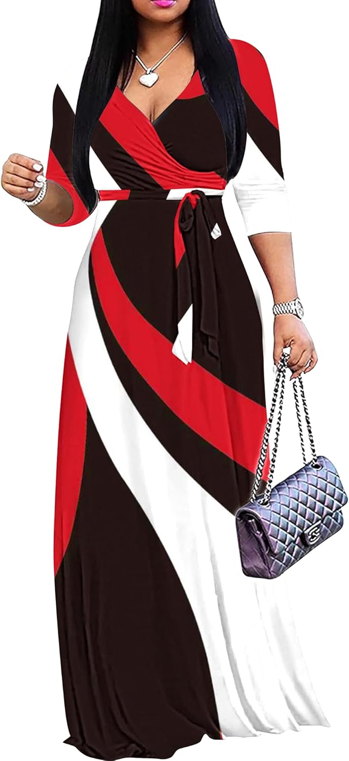 Plus Size Maxi Dress for Women Casual Summer Sundress V-Neck