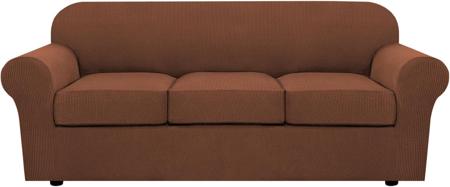 H.VERSAILTEX 4 Piece Stretch Sofa Covers for 3 Cushion Couch