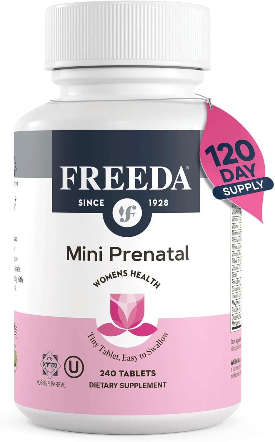 FREEDA Mini Prenatal Vitamin - Easy to Swallow Tablets for Moms
