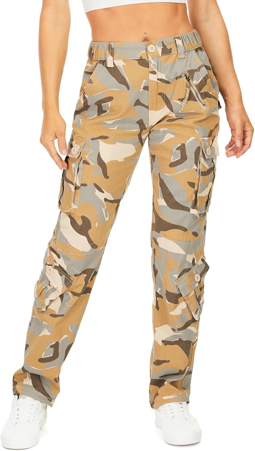 Womens Cargo Army Combat Work Pants with 8 Pockets for Comfort