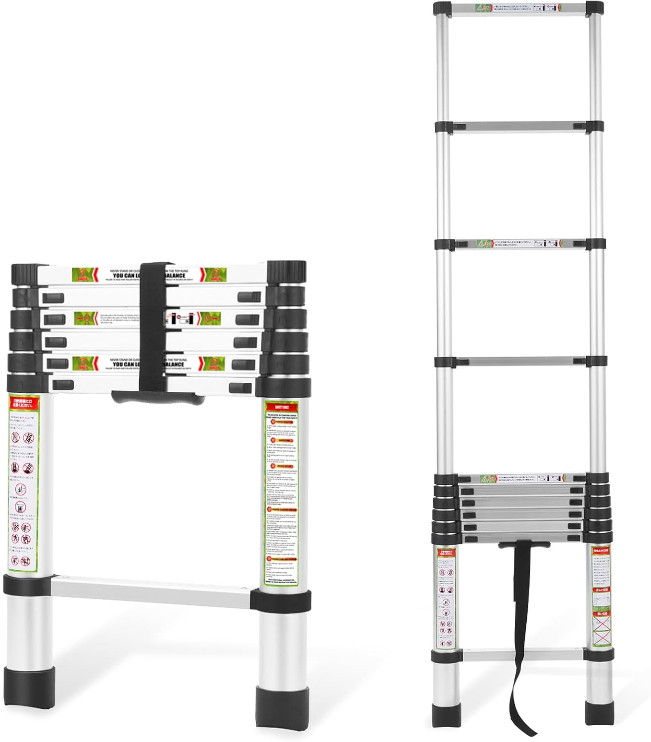 RIKADE Telescoping Ladder 6.5FT: Heavy Duty Aluminum
