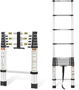 Telescopic Ladder 6.5FT Aluminum Extension Ladder for Home Use