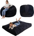 HIGOGOGO Giant Convertible Bean Bag Bed, High-Density Foam, Black