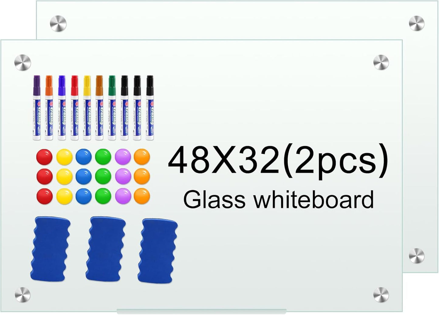 H-Qprobd Glass White Board for Wall - Magnetic Dry Erase Board