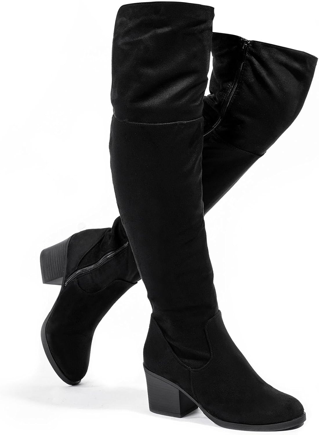 Thigh High Boots for Women with Sexy Stacked Block Heels