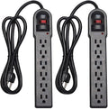 KMC 6-Outlet Surge Protector Power Strip 2-Pack - 900J Protection